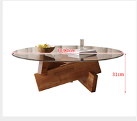 Table basse en verre trempé et bois massif pour salon, usage domestique, style italien moderne et minimaliste, table à thé simple et élégante