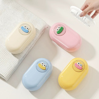 Boîte à Savon Portable de Voyage Créative Double Couche avec Drain et Couvercle, Brosse à Linge, Mini Boîte à Savon Visage Souriant, Lavabo
