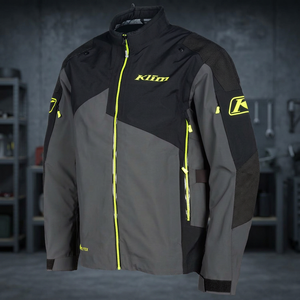 Blouson de moto imperméable pour homme Raptor GTX Overshell à manches longues, gris, noir, jaune, avec logo frontal et blocs de couleur - Product Image 3