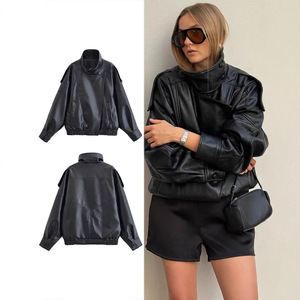 Vêtements pour femmes élégants de style europé<span class=keywords><strong>en</strong></span> et américain, nouvelle mode d'automne, vente <span class=keywords><strong>en</strong></span> gros, <span class=keywords><strong>veste</strong></span> <span class=keywords><strong>en</strong></span> <span class=keywords><strong>simili</strong></span> <span class=keywords><strong>cuir</strong></span> 3D - Product Image 2