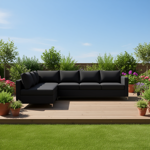 Ensemble de canapés de jardin noirs en métal, mobilier de patio extérieur, design contemporain, style moderne, usage résidentiel - Product Image 2