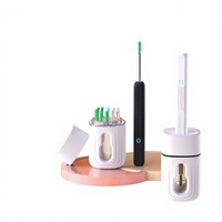 NE3-B Pro Endoscope USB sans fil pour le nettoyage des oreilles avec spatule en ABS blanc et noir, efficace pour l'élimination du cérumen