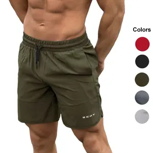 Erkekler için 7 ''inç Spandex egzersiz şortu toptan hızlı kuru örgü spor erkekler kısa pantolon kargo spor şort cepler ile