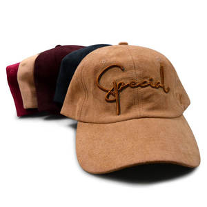 Gorra de béisbol de gamuza de lujo con visera curva de 6 paneles de imitación y letra bordada 'Special' - Gorra casual suave y ajustable para mujer - Product Image 3