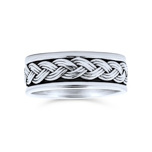 Unique Trendy <b>Sterling</b> <b>Silver</b> Braided Texture <b>Ring</b> for <b>Men</b> for Wedding Party or Father's Day CMA Certified - Product Image 2