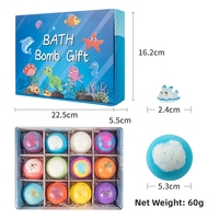 Ensemble de Boules de Bain Effervescentes en Plastique en Forme d'Ours 60g*12 Pièces, Coffret Cadeau de Bain pour Enfants, Jouets de Bain Éclatants