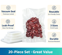 20 sacs réutilisables pour scelleuse sous vide, plats, à fermeture éclair, pour la préparation des repas, les collations, les fruits, les légumes et la congélation, 1,25/4/8,5 L