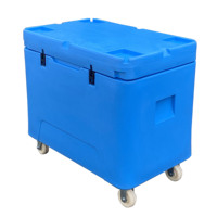 Glacière isotherme rotomoulée en PE de 330 L, grande capacité, moderne, durable, avec logo personnalisé, pour aliments et glace sèche, avec chariot de transport
