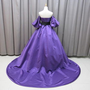 Robe de soirée en satin violet sur mesure, coupe trapèze, pour hôte, robe de soirée formelle Mz0035 - Product Image 6