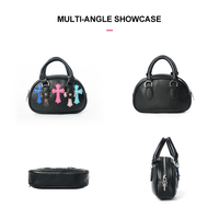 Sac à main mini en cuir véritable pour adolescentes, style Y2K gothique, avec patch croix, fermeture éclair, double poche, poignée supérieure, fabricant OEM