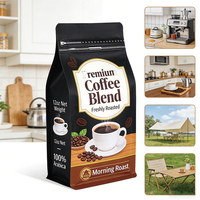 Bolsas de Empaque para Café de Fondo Plano de Alta Calidad de 250g y 500g, Bolsas de Empaque para Alimentos, Bolsa con Cierre para Granos de Café