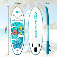 Planche à pagaie gonflable pour enfants de 2,9 m (9,6 pi) de large, 12,7 cm (5 po) d'épaisseur, durable, pour juniors, vente en gros, usine OEM, certifiée CE et BSCI, 290x79x13 cm