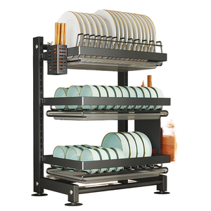 Rejilla ajustable de secado de cubiertos de acero inoxidable con tablero de drenaje y soporte para utensilios Organización de cocina Fregadero Material metálico - Product Image 2