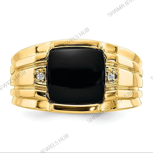 18K Rose Gold Plated Sterling Silver <b>Men's</b> Black Onyx Bezel Set Eternity <b>Ring</b> Classic Wedding Engagement Band Rhodium Plated - Product Image 4