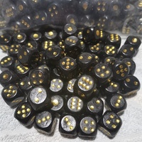 Fournisseur direct d'usine - Dés en plastique noir de 10 mm D20 D6 avec coins et points blancs, logo personnalisé pour plateau à dés de casino et de jeux de société