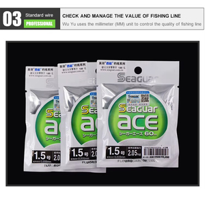 Línea de Pesca de Fluorocarbono SEAGUAR ACE de 60 m y 0,52 mm, 100% Flotante, para Pesca en Lagos y Ríos, de un Fabricante Profesional Japonés - Product Image 3