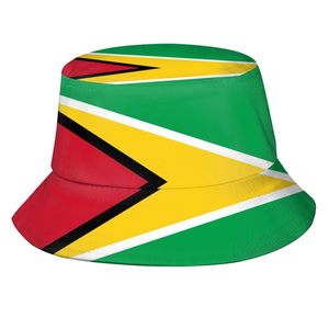 New Custom Guyana Flag Cotton Bucket Hat Unisex Packable Summer Travel Beach Sun Hat Outdoor Cap