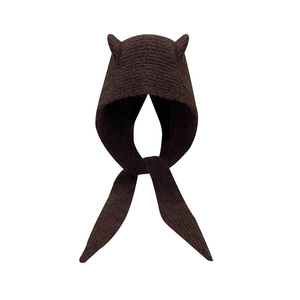 Chapeau en laine tricoté style coréen <span class=keywords><strong>couleur</strong></span> unie avec petite écharpe, modè<span class=keywords><strong>le</strong></span> Cendrillon, chaud et confortable - Product Image 5