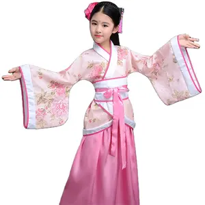 Kostum Gadis Anak Kimono Tradisional Vintage Etnis Fan Siswa Paduan Suara Kostum Tari Jepang Yukata Kimono Gaya