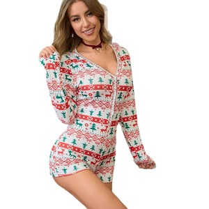 Pigiama da donna sexy a maniche lunghe, stile europeo-americano, per Natale <span class=keywords><strong>e</strong></span> Capodanno, modello aderente a tuta con cardigan - Product Image 5