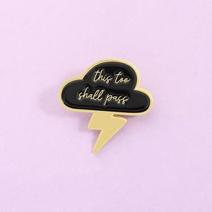 Este también pasará amor esmalte Pin nube oscura relámpago citas inspiradoras broche mochila solapa insignia joyería regalo al por mayor - Product Image 1