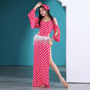 Traje de Danza del Vientre Willyoung <span class=keywords><strong>para</strong></span> Mujer, Vestidos Folclóricos con Estampado de Lunares, <span class=keywords><strong>Ropa</strong></span> de Práctica de Danza Oriental, Origen Guangdong - Product Image 1