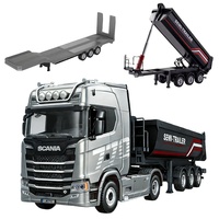 2026 Huina 1/18 Véhicule d'ingénierie RC en alliage Scania 1501 Tracteur 1502 Remorque à plateau 1509 Remorque benne Voiture télécommandée RTR Hauler
