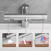 Robinet de salle de bain hygiénique mains libres avec sèche-mains intégré, capteur automatique, robinet d'eau à montage sur plan, chromé, valve en céramique