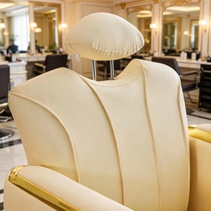 Yellow <b>Leather</b> Hydraulic Barber Salon Chair Reclining Durable Modern European Classic Design 360 Degree Swivel Beauty Salon - Product Image 4