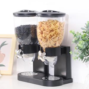 Distributore di cereali in acciaio doppio nero per la conservazione degli alimenti per la casa cucina e scuola Set di capacità 4L - Product Image 5