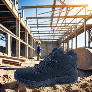 أحذية أمان مقاومة للماء من جلد النوبوك مع مقدمة مركبة من الفولاذ ومقاومة للتآكل، مناسبة للمصانع والبناء - Product Image 1