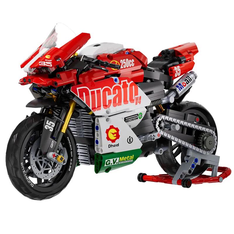 Toylinx 88800 DIY Racing Car KitจําลองDucati V4Sรถจักรยานยนต์รถจักรยานยนต์รุ่นอาคารบล็อกอิฐของเล่นที่ดีที่สุดคอลเลกชัน