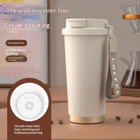 Gobelet isotherme à double usage en acier inoxydable 316 avec revêtement céramique, motif Muguet