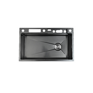 Évier de cuisine à cascade à une cuve en acier inoxydable 304 contemporain Smart SUS304 noir avec accessoire de robinet - Product Image 4