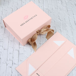 Muestra gratis logotipo personalizado diseño plegable magnético lujo ropa extensión del pelo embalaje caja de regalo con lazo de cinta - Product Image 1