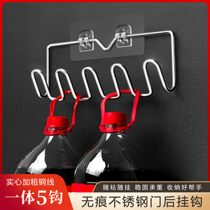 Stainless Steel Coat <b>Hooks</b> 5 <b>Hooks</b> Wall Mounted Punch Free For Bathroom <b>Kitchen</b> Towel Hat Storage - Product Image 4