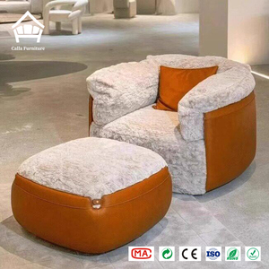 Set di Divani in Bouclé Crema Stile <span class=keywords><strong>Moderno</strong></span> Minimalista Italiano, Divano Modulare in Tessuto Trapuntato per Salotti di Lusso e Penthouse - Product Image 2
