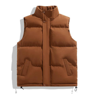 Chaleco Acolchado con Cuello Alto para Hombre, Color Sólido, Chaqueta sin Mangas para Invierno, Cálida, Cortavientos, Informal, con Bolsillos - Product Image 2