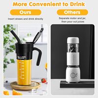 Draagbare USB-C oplaadbare blender fruitsapcentrifuge met roestvrijstalen messen, IPX7 waterdicht, geschikt voor auto en camper, 460 ml capaciteit, lange batterijduur
