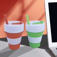 Gobelet à café pliable en silicone personnalisé de 350 ml, bouteille d'eau réutilisable et pliable pour adultes, pour les voyages