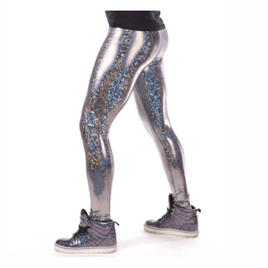 <span class=keywords><strong>Leggings</strong></span> <span class=keywords><strong>da</strong></span> <span class=keywords><strong>Uomo</strong></span> Olografici Effetto Disco Ball, Abbigliamento per Festival Musicali, <span class=keywords><strong>Leggings</strong></span> Lucidi Oro e Argento - Product Image 1
