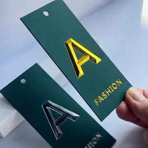 LOPAL wholesale low price simple Quality Cheap Custom Own Logo green card with embossed foil content For Clothing