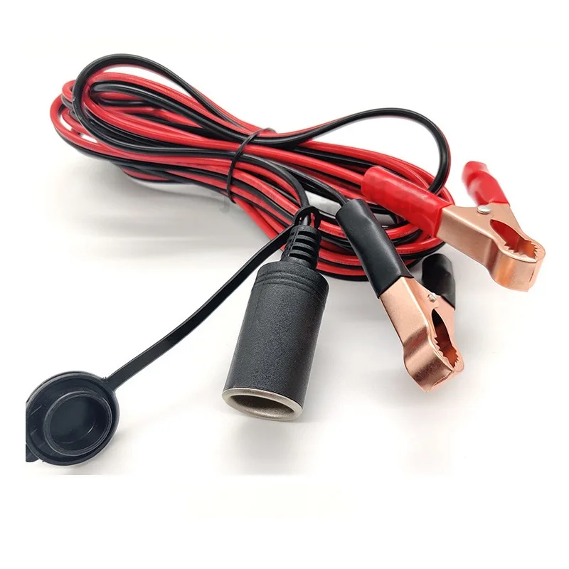 Оптовая продажа, 12 В, 24 В, гнездо прикуривателя для прикуривателя, адаптер для аккумулятора, зажим, кабель для зарядного устройства