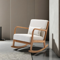 JIAMUJIA Fauteuil inclinable en bois massif pour balcon, chaise longue paresseuse, canapé à bascule pour appartement et villa, salon, maison, loisirs