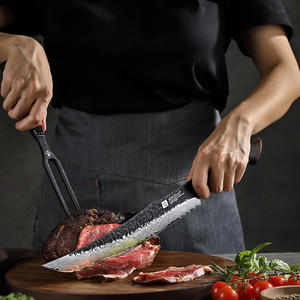 سكين تقطيع حاد من الفولاذ الدمشقي الجديد من XINZUO ، سكاكين نحت المطبخ بمقبض خشبي محترق بلوط أبيض 10 بوصة - Product Image 3