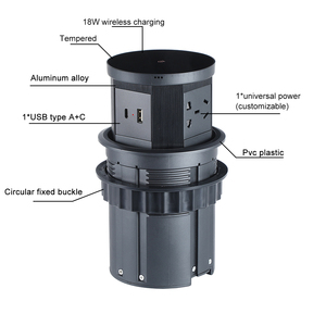 Enchufe Inteligente Retráctil Impermeable IP44 con 3 Tomas de Corriente de 16A, Enchufe de Escritorio para Reino Unido con Carga Inalámbrica y Acabado de Vidrio Templado - Product Image 3