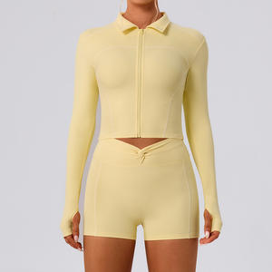 RUIQUWIN 2026 New Women's Zip-Up Quick Dry Moisture Wicking <b>Yoga</b> <b>Jacket</b> High Elastic Gym Shorts Running Fitness Sportswear Set - Product Image 2