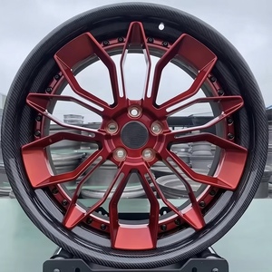 Luxury 2 Piece Forged Carbon Fiber <b>Wheels</b> Red <b>Spoke</b> Rims 19 20 21 22 Inch 5x112 5x120 5x114.3 for Ferrari Porsche 911 - Product Image 1