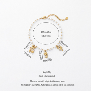 QIAOREN 13334 Bracelet de <span class=keywords><strong>cheville</strong></span> Coquette en perles avec nœud cerise, breloques en métal en forme de rose et lettres en strass, Bijou de pied élégant et délicat, Cadeau - Product Image 6