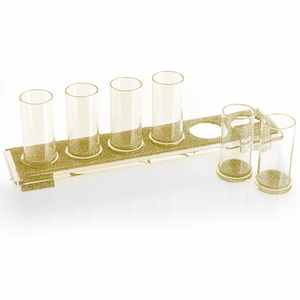 Nouveaux produits Judaica : Ensemble à liqueur en Lucite motif brindille, présentoir classique transparent pour Pessa'h, cadeau pour la maison juive ou un mariage, idéal pour Shabbat et Yom Tov - Product Image 4